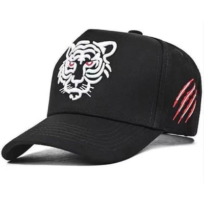 Geborduurde honkbalpet met tijgerkop voor mannen en vrouwen, casual straatmode, veelzijdige stijl One Size black
