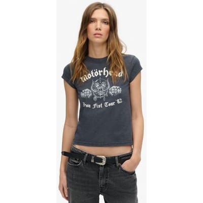 Motörhead x Superdry T-shirt met Kapmouwen Zwart Grootte: 36