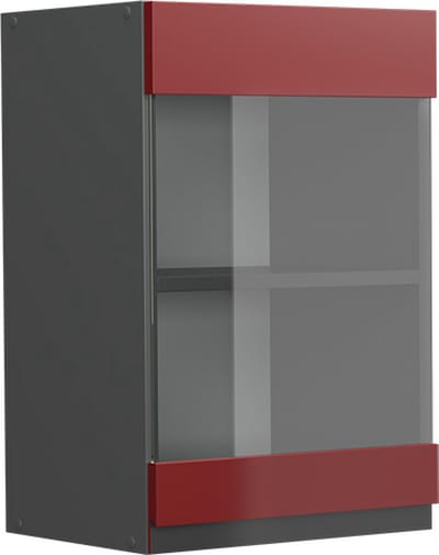 Vicco R-Line Glazen keukenkast – 40 cm J-vorm Rood