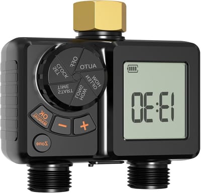 Slimme Beregening Timer - Tuinslang Sprinkler - Automatisch Water Geven - Dubbele Zone Controle - 2 Zones - Grijs