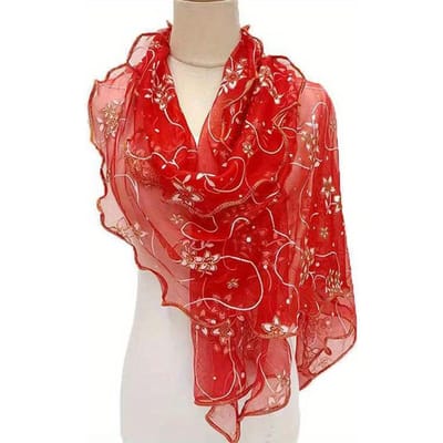 Ruches Bloem Borduren Sjaal Elegante Effen Kleur Ademende Sjaal Vrouwen Hoofddoek Outdoor Winddicht Hijab Tulband Reizen Strandlaken