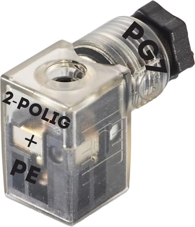 Kalitec 3 stuks klepconnector ontwerp C transparant 3-polig 24V met bedrading I PG7 I LED+Varistor I contactoppervlak 15,5 x 15,5 mm² I contactscheiding 9,4mm I IP 65 I klepconnector 2-polig+PE