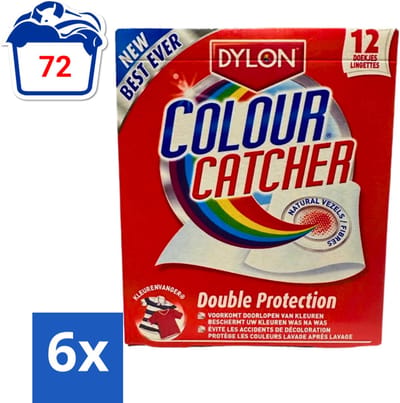 Dylon - Colour Catcher - Voorkomt doorloop van Kleuren - 12 Doekjes - Voordeelverpakking - 6 stuks