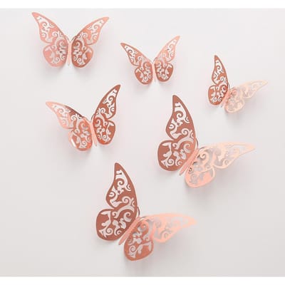 Vlinder Taarttoppers 12 stuks Happy Birthday Stickers Topper voor Taartdecoraties 3D Muursticker Bruiloft Knutselen Feest Kinder Cadeau