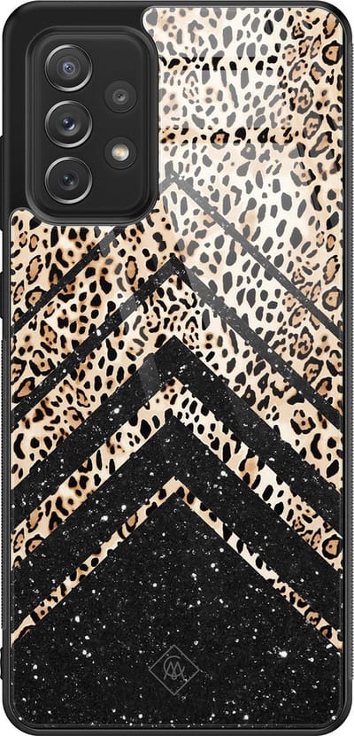 Casimoda® hoesje - Geschikt voor Samsung Galaxy A52 5G - Chevron Luipaard - Luxe Hard Case Zwart - Backcover telefoonhoesje - Zwart