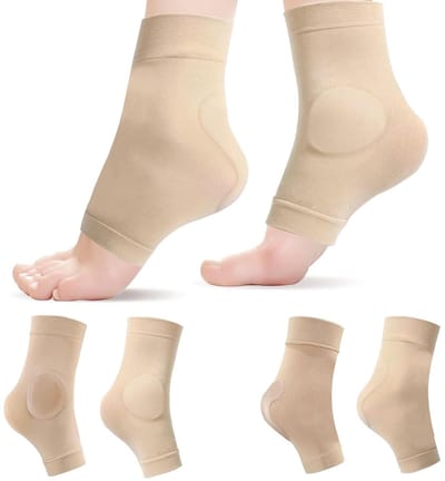 Enkelbeschermers - Hielkussens - Pijnverlichting - Met Gel Pads - 2 Paar - Nude