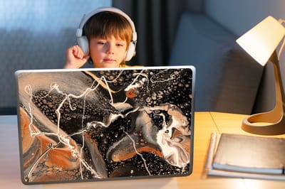Laptop sticker - 17.3 inch - Acrylverf - Rood - Zwart - 40x30cm - Laptopstickers - Laptop skin - Cover