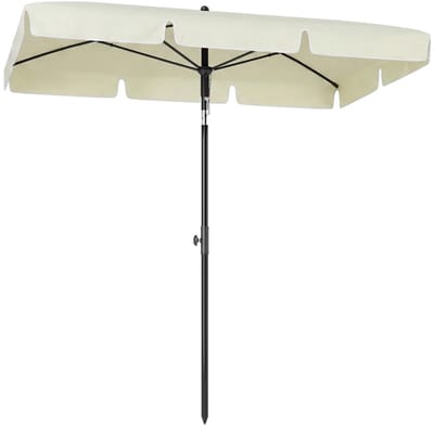Premium Parasol - Tuinparasol - Opvouwbaar - Stokparasol - 198 x 130 x 245 cm - Strandparasol - Terrasparasol - Balkonparasol - Kantelbaar & Verstelbaar - UV-Bestendig - Strand, Balkon, Terras & Tuin - Crèmewit