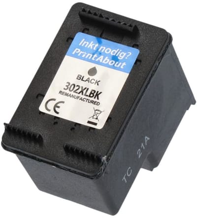 PrintAbout Huismerk inktcartridge zwart compatible met 302 inktcartridge zwart van HP