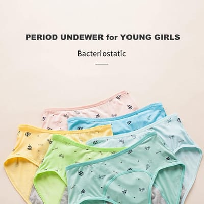 Women Period Pants 3Pcs Leak Proof Period Underwear For Young Girl Child Menstrual Student Asorbent Cotton Panties Women Femail Teens Underpants-B,S