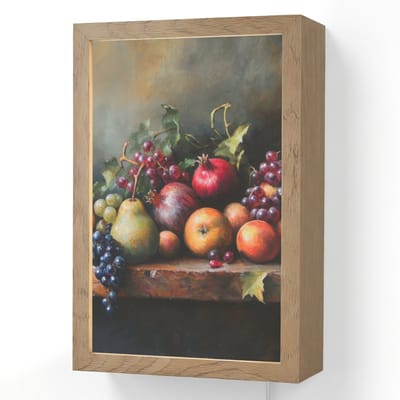 Wandlamp 20x30 cm - Oplaadbaar - Rustiek - Stilleven - Fruit - Wandlampen binnen woonkamer - Slaapkamer lamp met kabel - Decoratieve nachtlamp - Vloerlamp snoer