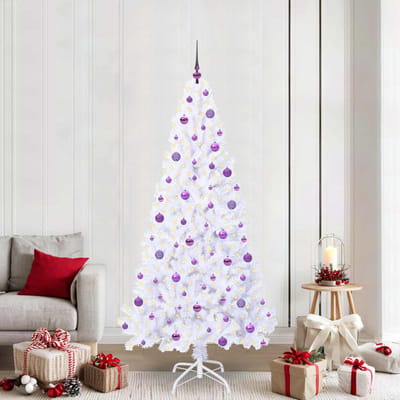 vidaXL - Kunstkerstboom - met - 300 - LED - Wit - 210 - cm - PVC - en - Staal