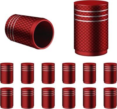 12 Stuks Ventieldoppen van Aluminium Legering - Zware Ventieldoppen voor Auto, SUV, Vrachtwagens en Fietsen met Luchtdichte Sluiting (Rood)