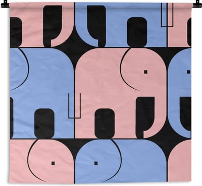 Wandkleed - Wanddoek - Olifant - Lijn - Zwart - Patronen - 90x90 cm - Wandtapijt
