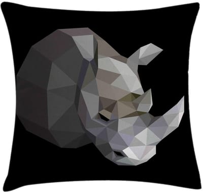 ABAKUHAUS Neushoorn-kussenhoes – dubbelzijdig bedrukt – 40 × 40 cm – grijs