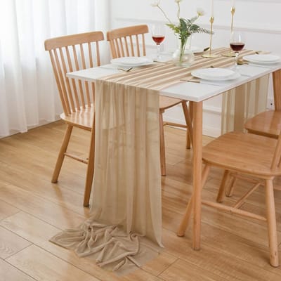 Dailygoods - AOKSUNOVA Tafelloper Chiffon Bruin 4m x 70cm Tule Tafelloper Stof Bruiloft Decoratie Stof