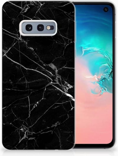 Samsung Galaxy S10e TPU Siliconen Hoesje Marmer Zwart - Origineel Cadeau Vader