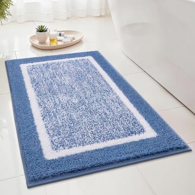Zachte en Absorberende Badmat van Microfiber, Antislip en Machinewasbaar, Blauw 50 x 80 cm voor Badkamer en Douche
