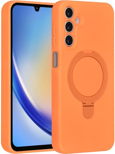 TUNIQ telefoonhoesje voor Samsung Galaxy A15 5G - MagSafe met ringstand - Oranje