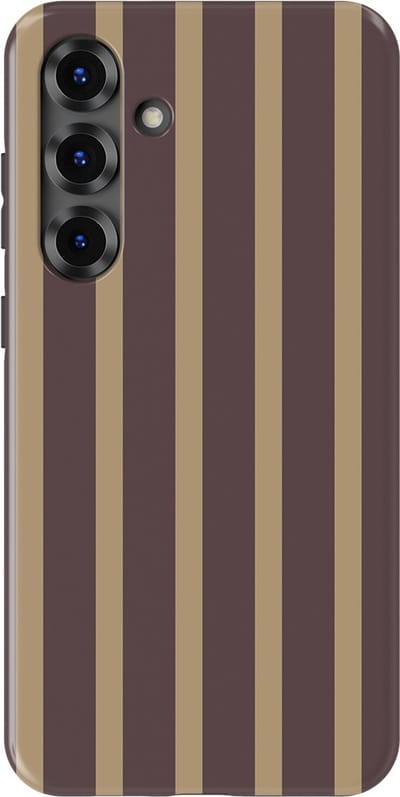 DripCase Gestreept Hoesje Samsung Galaxy S25 Plus | Backcover met Mag | Stripes Motief | Trendy Case Samsung Galaxy S25 Plus met Strepen Velvet Praline