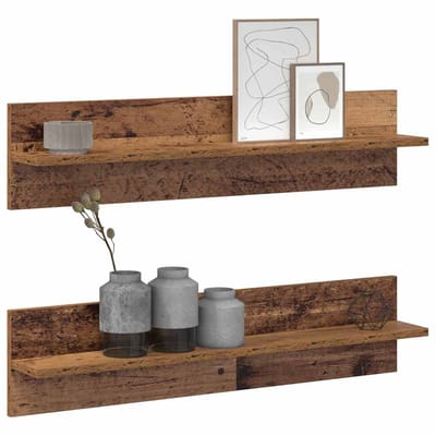 vidaXL - Wandplank - 2 - st - Oud - Hout - 80 - x - 11,5 - x - 18 - cm - Bewerkt - hout