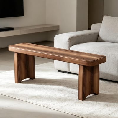 Massief houten bank - Hal meubel - Decoratie presenteren - Smal profiel - 90x20x35cm - Natuurlijk hout