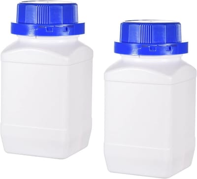 5 Stuks Chemische Opslagflessen, Vierkante Brede Opening Container | Reagent Monster Verzegeling, Geschikt voor Laboratorium, Opslag, Fabriek (Translucent, 500ml)