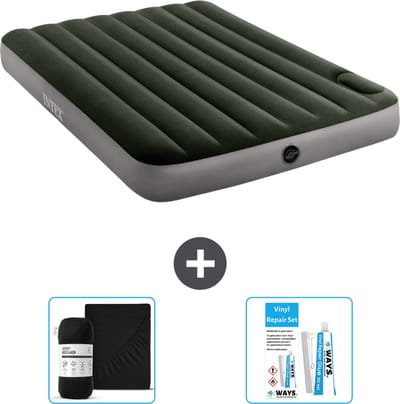 Intex Luchtbed - Twijfelaar - 137 x 191 x 25 cm - Groen - Inclusief Hoeslaken en Reparatieset