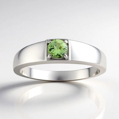 Cavill - Zilveren Ring met Groene Tanzaniet 0,238 ct - 925 Sterling Zilver Rhodium Verguld - Ronde Geslepen Edelsteen - Moderne Dames Ring
