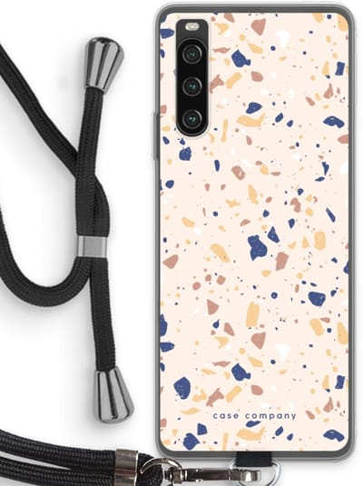 Case Company® - Hoesje met koord geschikt voor Sony Xperia 10 IV hoesje met Koord - Terrazzo N°23 - Telefoonhoesje met Zwart Koord - Bescherming aan alle Kanten en Over de Schermrand