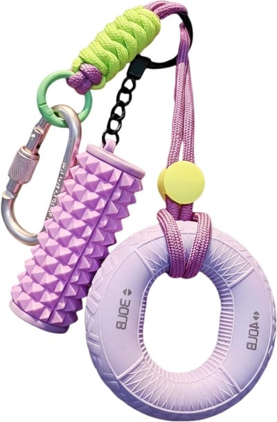 Solidchoice - Paarse Fitness Sleutelhanger met Grip-ring en Massagerol