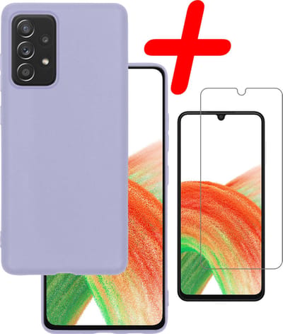 Hoesje Met Screenprotector - Geschikt voor Samsung Galaxy A33 - Sterk & Shockproof - Back Cover - Siliconen Case - Telefoon Hoes - Lila