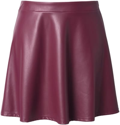MIAMODA - Dames - Cirkelrok in leerlook flared fit zijritssluiting - Donker wijnrood - Maat 44