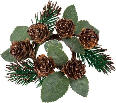 ARTYFETES - Servetring dennenboom en dennenappels 12 cm chocoladeglitter