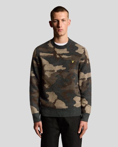 Borsoelen camouflage trui met ronde hals Lyle & Scott