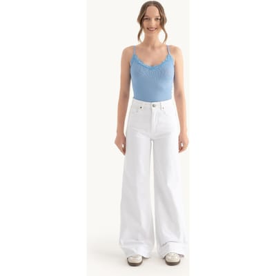 V-hals Korte Top met Kantdetail