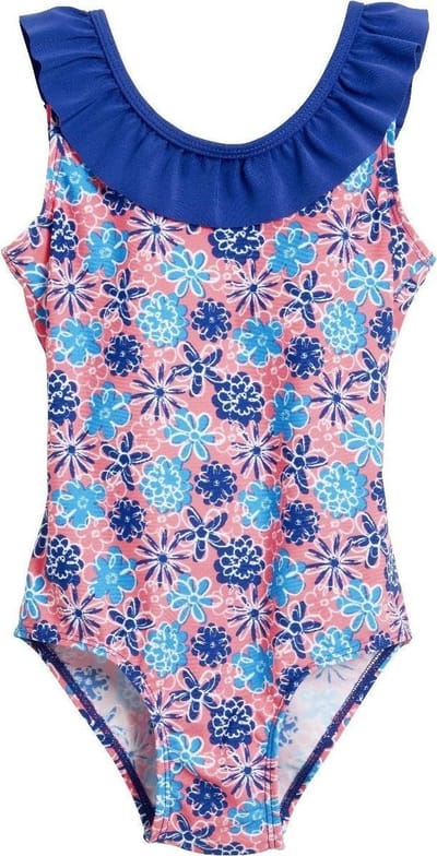 Playshoes Badpak Uv-werend Bloemen Blauw/roze Maat 98/104