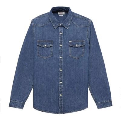 Slim fit denim overhemd met lange mouwen Guess