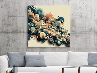 Abstract mos schilderij | Mosgroene surrealistische vormen dansen op het canvas van tijd | Kunst - 100x100 centimeter op Canvas | Foto op Canvas