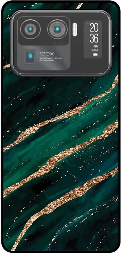 Smartphonica Telefoonhoesje Geschikt voor Xiaomi Mi 11 Ultra met marmer opdruk - TPU backcover case marble design - Groen Goud geschikt voor Xiaomi Mi 11 Ultra