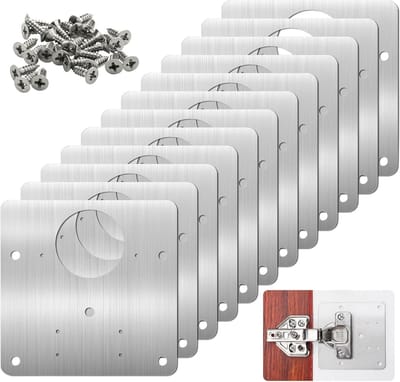 Set van 12 RVS Scharnier Reparatieplaten met 72 Schroeven voor Deuren, Kasten en Meubels - 9 x 9 cm Scharnierplaten voor Eenvoudige Herstelwerkzaamheden