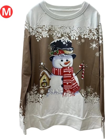 Livano Kersttrui - Dames - Foute Kersttrui - Christmas Sweater - Kerst Sweater - Christmas Jumper - Pyjama - Pullover - Sneeuwpop - Khaki - Maat M