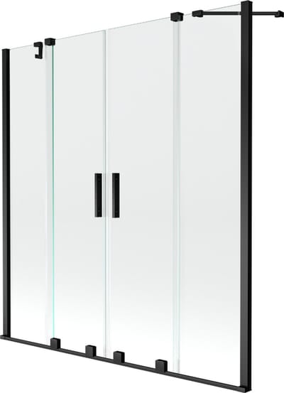 Mexen Velar Duo badwand 2-delig verschuifbaar 150 x 150 , transparant, zwart - 896-150-000-02-70