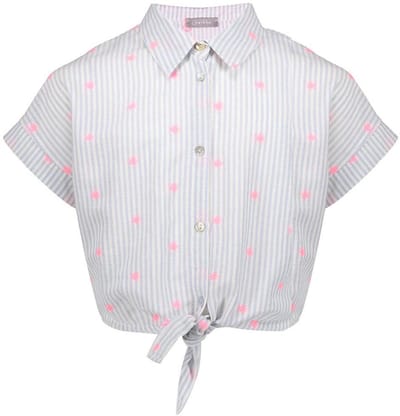 Geisha - Blouse knot neon flower - Wit - Maat 164