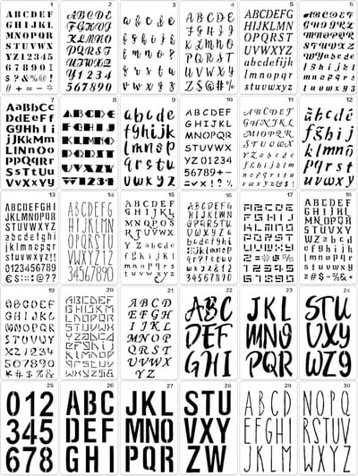 OUYLAF herbruikbaar - Lettersjablonen set - Lettersjablonen - 10*18cm - 30stuks - Briefsjabloon - Dagboeksjabloon - Geschikt voor tekenen, schetsen, scrapbooken, schilderen, pyrografie, tekensjabloon