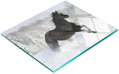 Decoratieve glazen snijplank met sneeuwpaardmotief, 60x52 cm