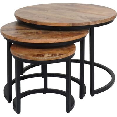 Home67 - Salontafel Set van 3 - Industriële Salontafelset Erjan - Mangohout