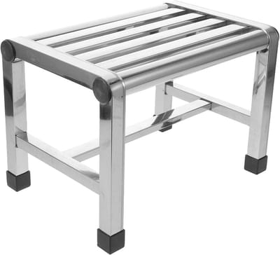 Badkruk Roestvrijstaal - Douchestoel Krukje - Veilig Douchen - Antislip Voeten - 28x25.5x19 cm - Zilver