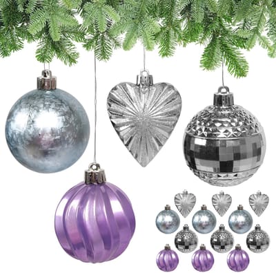 Set kerstballen, onbreekbare kerstballen voor in de kerstboom, plastic versieringen, SET 7 cm 16 stuks