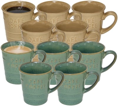 Secret de gourmet Koffiemokken - 10x stuks - 200 ml - kleuren gemixt